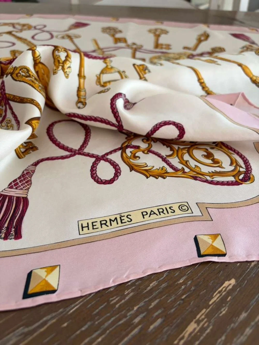 Hermes Scarf Carré 90 100% Silk - LES CLES Multicolor Stole Muffler